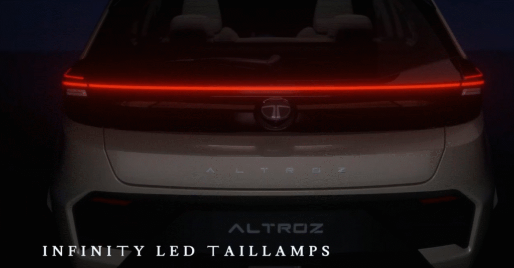 Tata Altroz Facelift LED tail-lamps connected by a sleek Infinity LED light bar