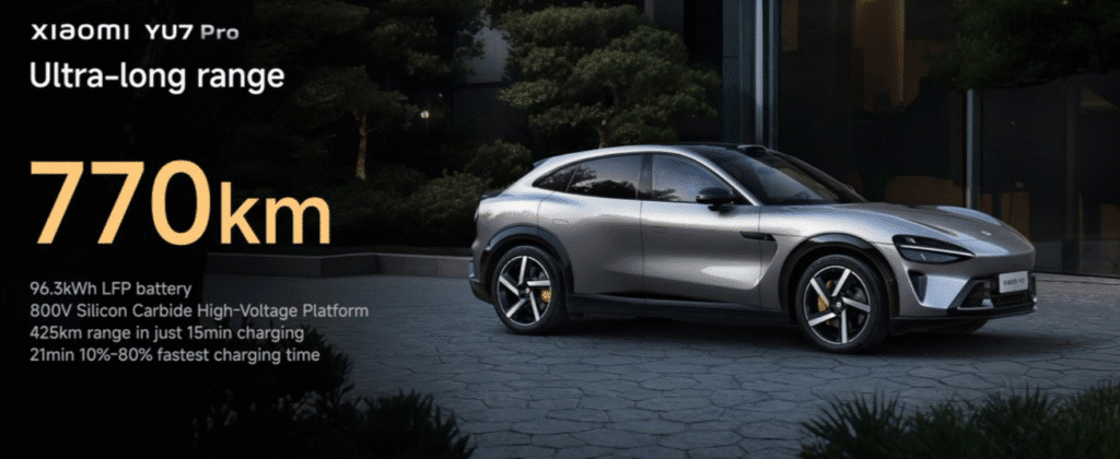 Xiaomi YU7 Electric SUV Launched with 835km Range
