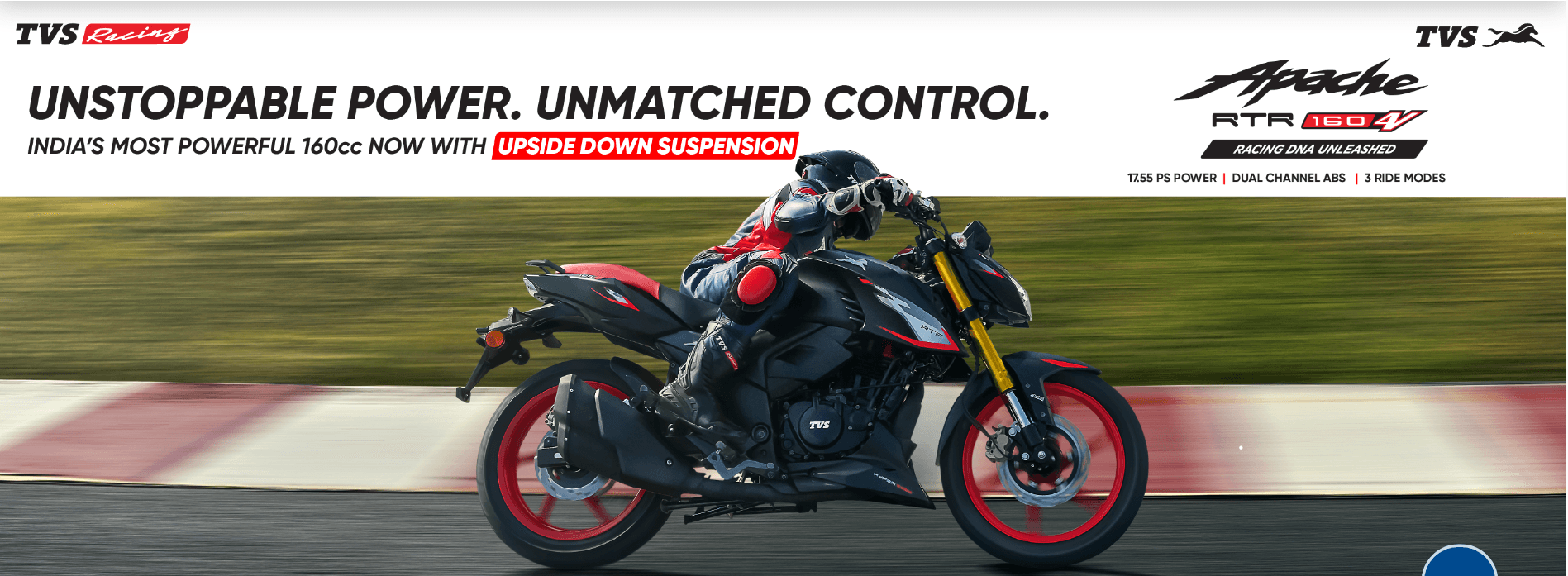 TVS Apache RTR 160 retains its aggressive street-naked styling.