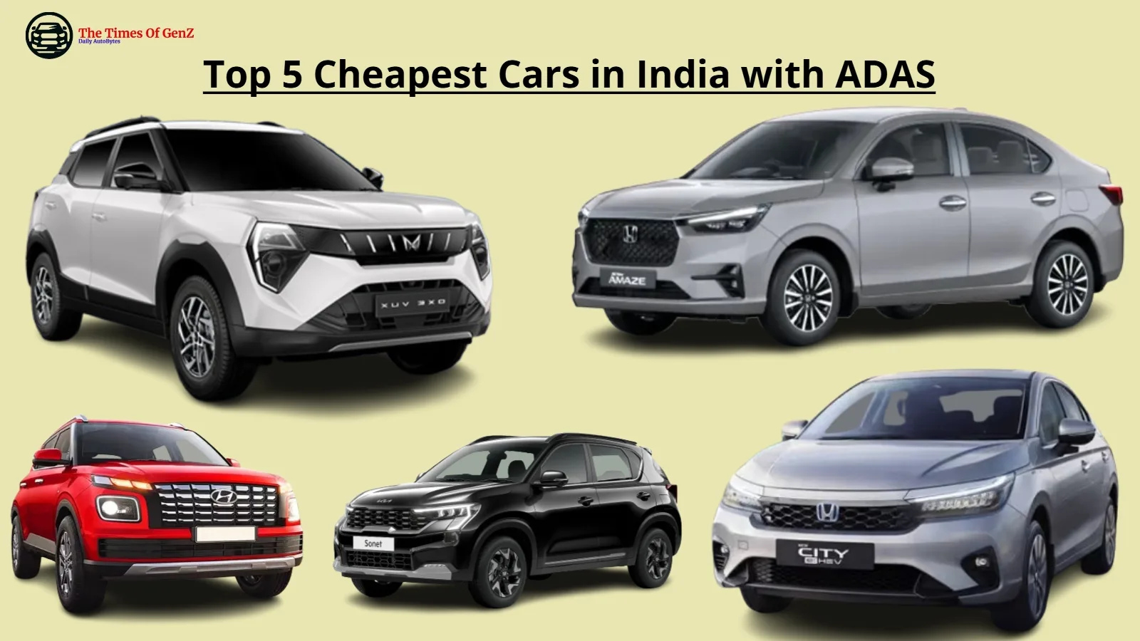 Top 5 Cheapest Cars in India with ADAS