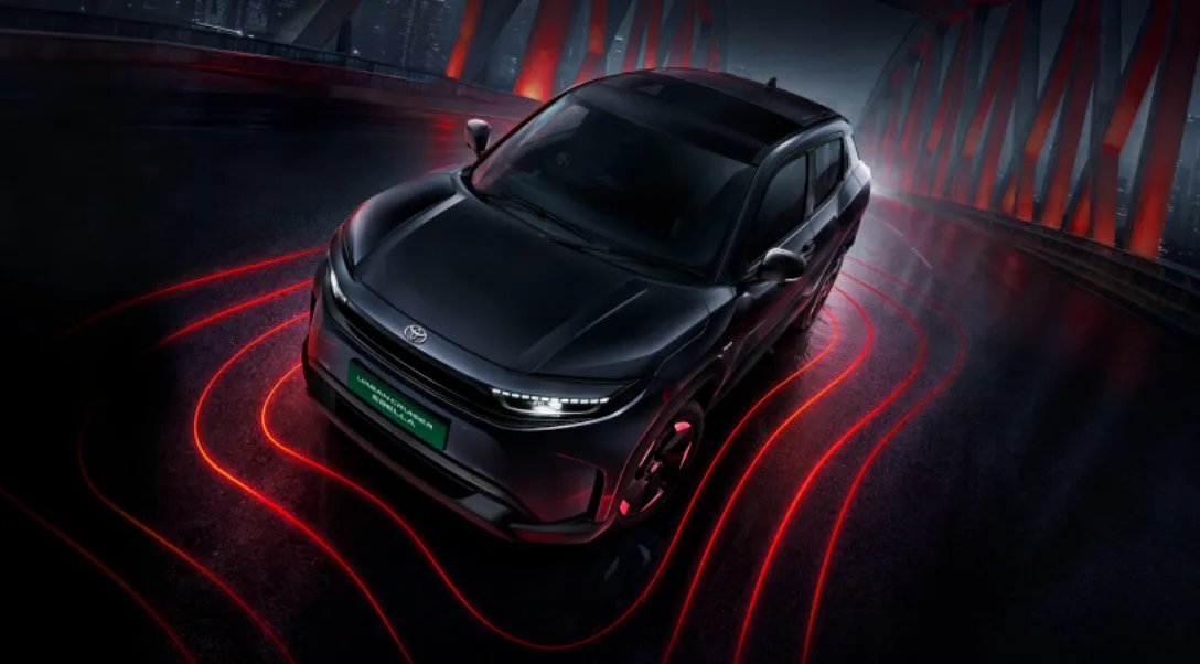 Toyota Urban Cruiser Ebella has a modern electric SUV look with sleek LED headlamps, LED DRLs, and a closed front grille.