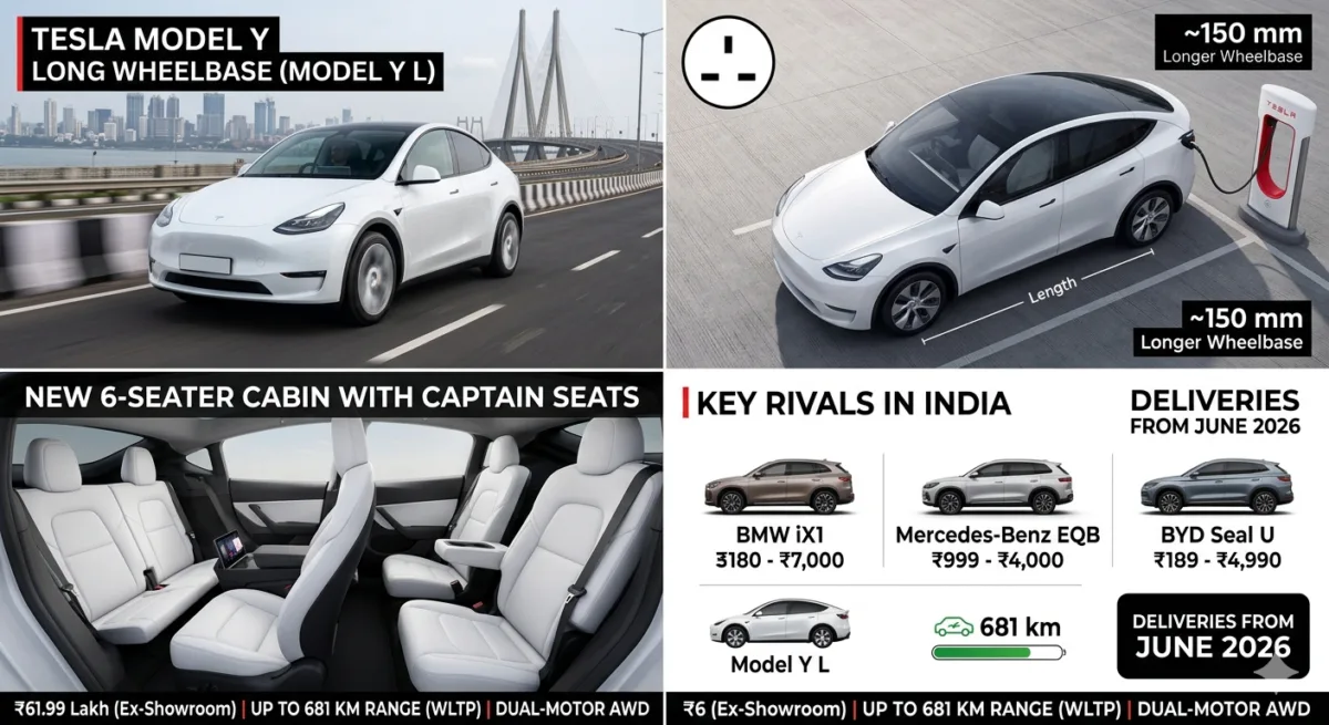 Tesla Launches Model Y Long Wheelbase Variant in India