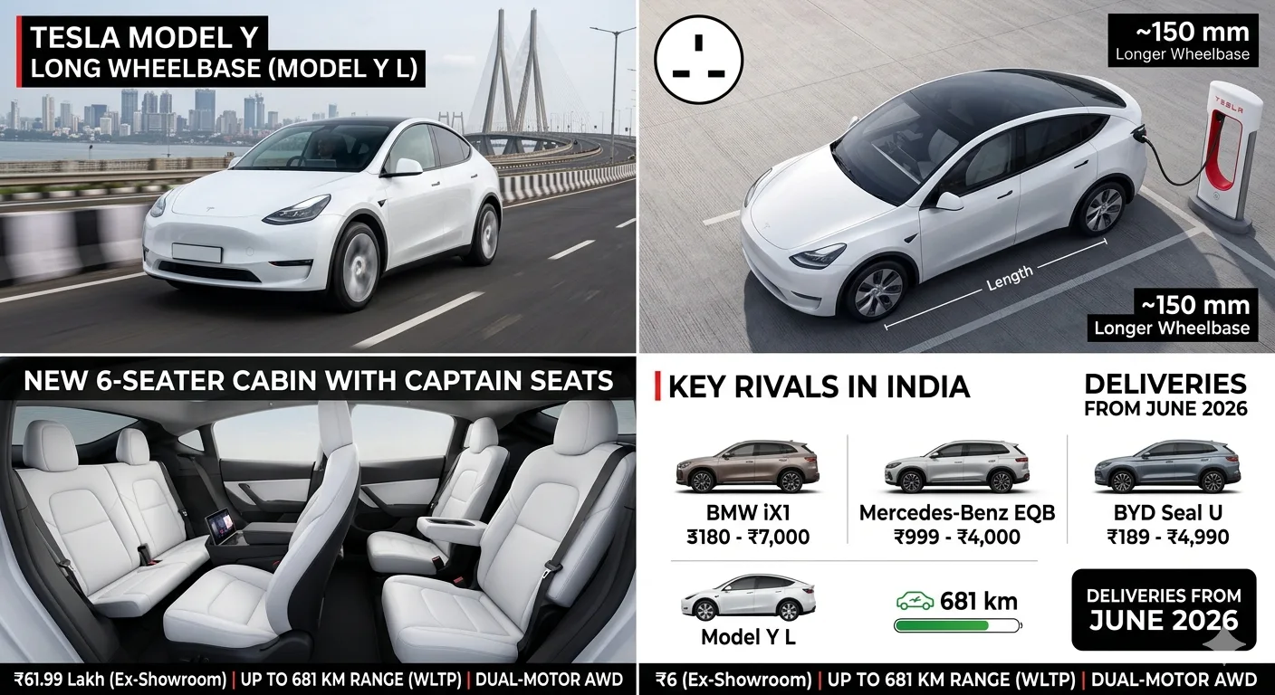 Tesla Launches Model Y Long Wheelbase Variant in India
