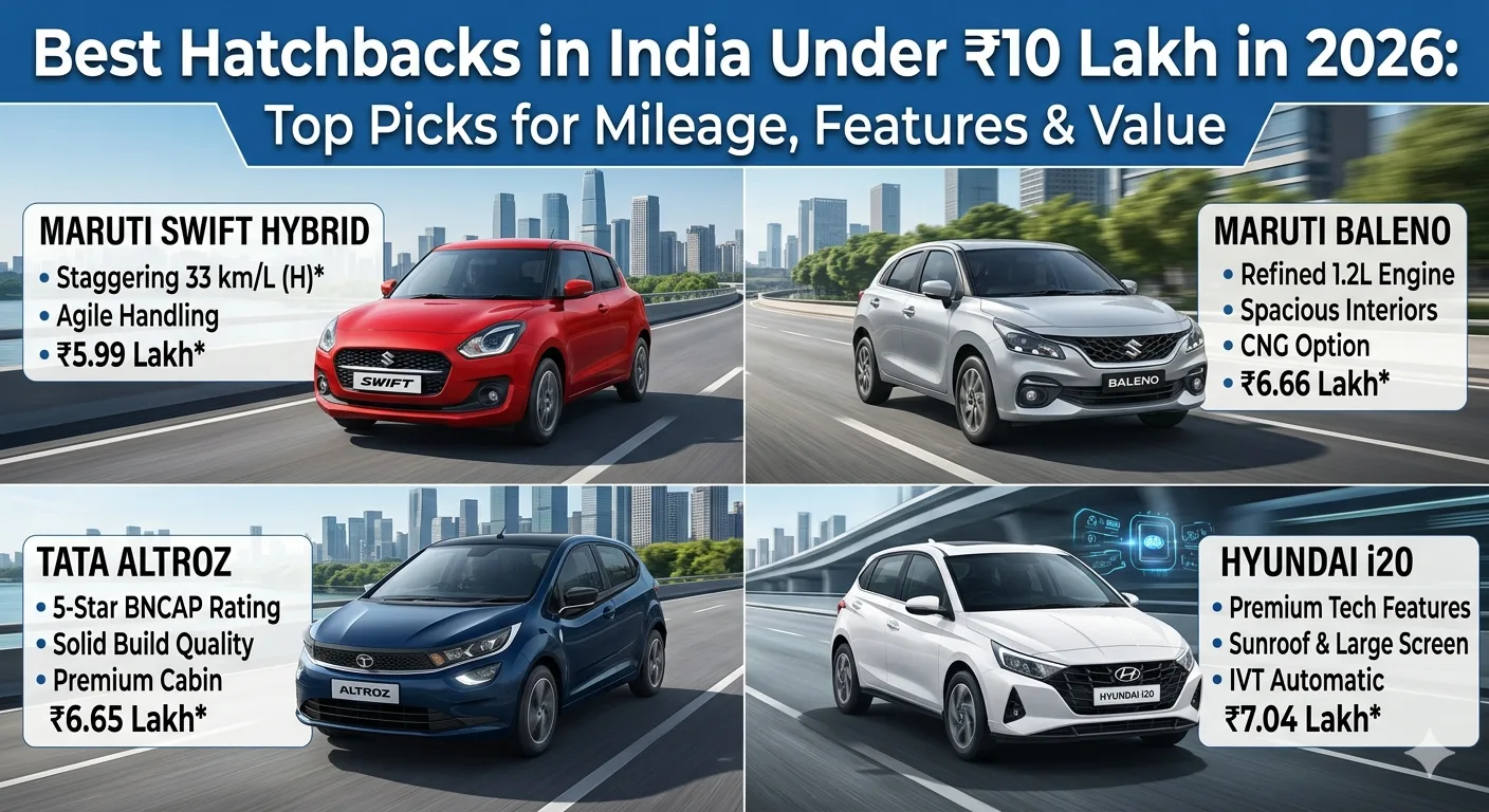Best Hatchbacks in India Under Rs 10 Lakh in 2026