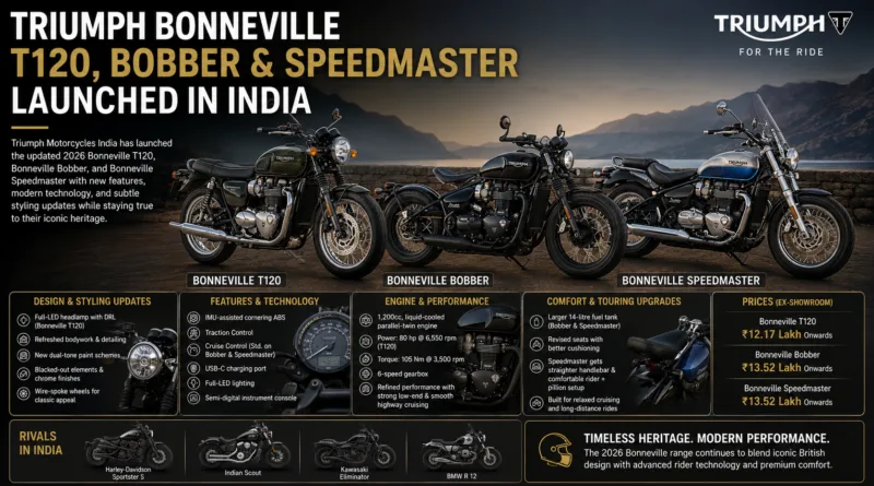 Triumph Bonneville T120, Bobber And Speedmaster Launched In India