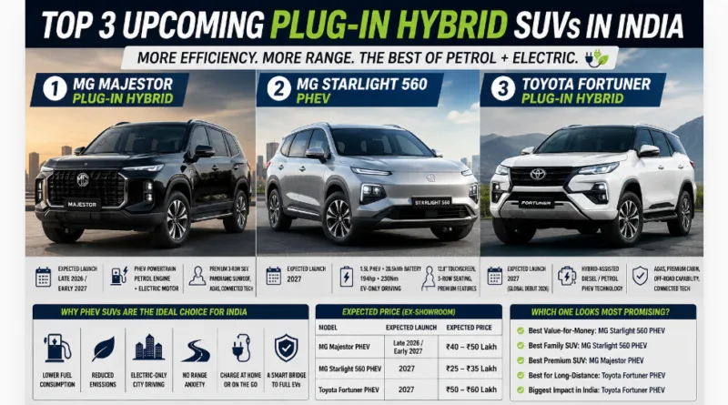 Top 3 Upcoming Plug-In Hybrid SUVs In India