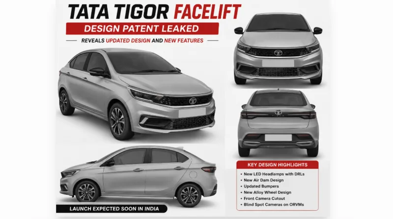 Tata Tigor Facelift Spotted Through Design Patent Filing