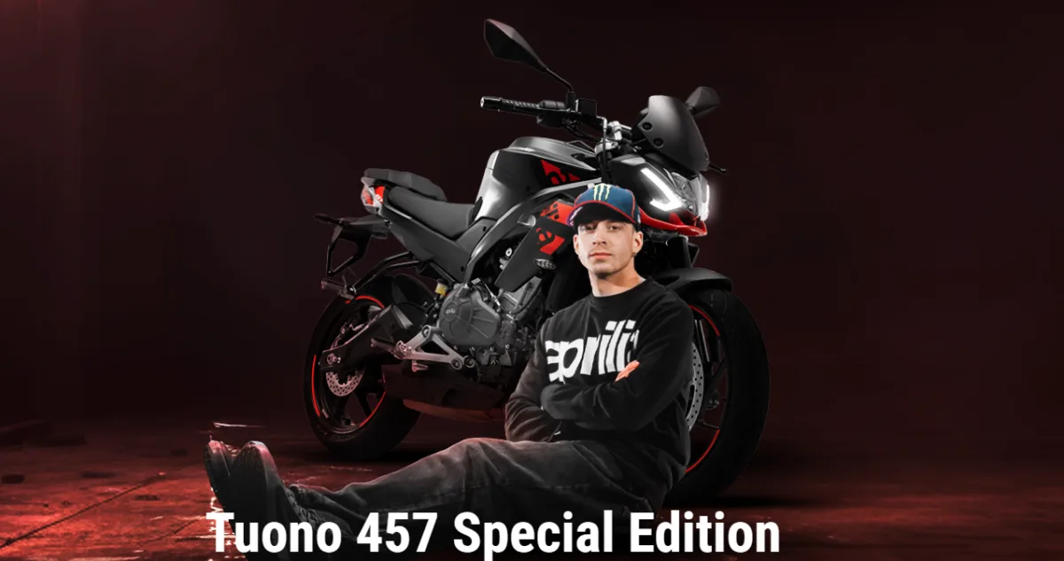Aprilia Tuono 457 Special Edition stands out with its exclusive graphics package and striking color combination inspired by Aprilia's racing heritage.