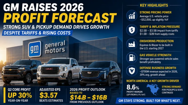 General Motors Raises 2026 Profit Forecast Despite Tariffs and Rising Costs