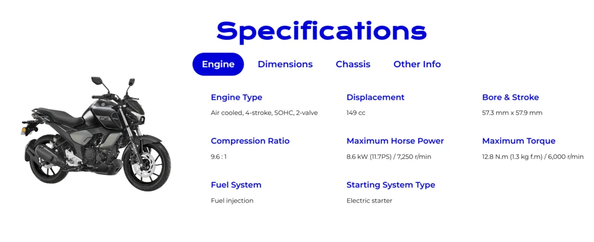 The design of the Yamaha FZ Flex Fuel is identical to that of its standard model.